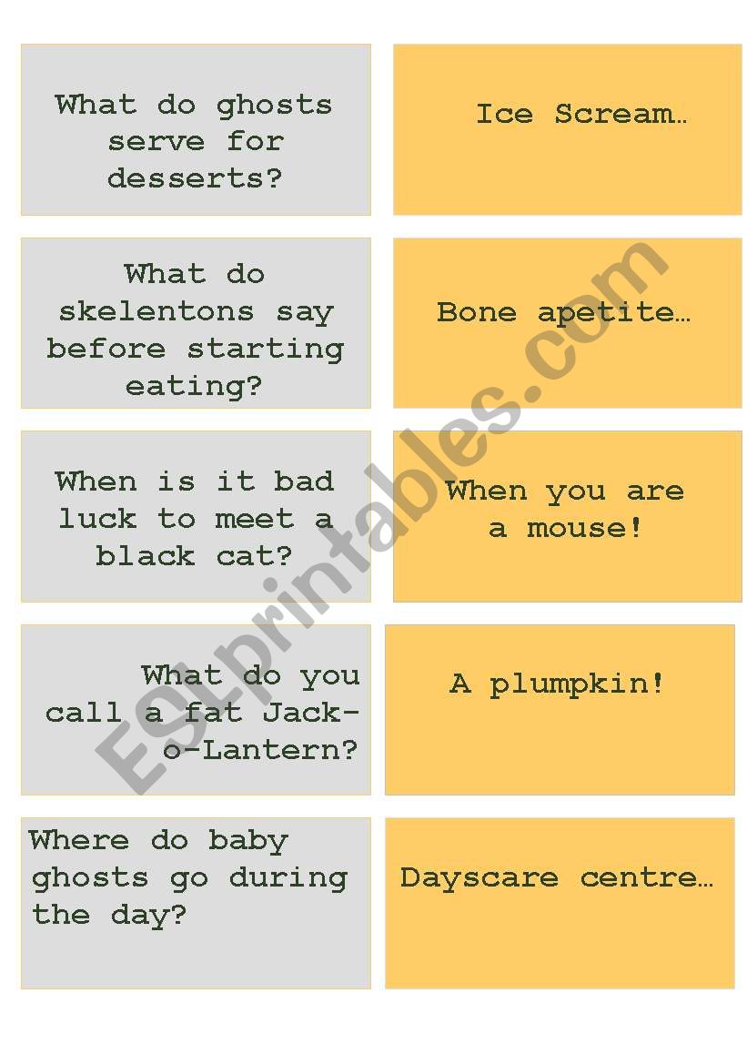 Halloween jokes worksheet