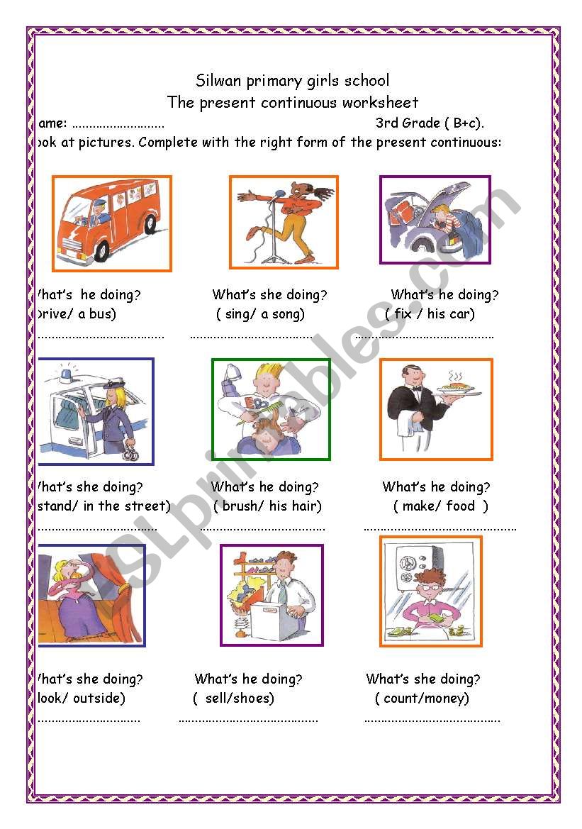 the present conntinuous worksheet