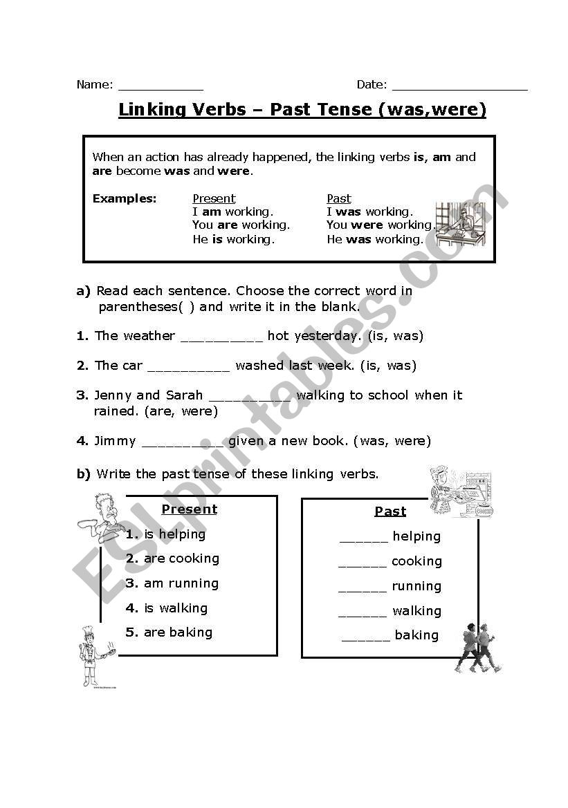 Linking Verbs - Past Tense (was, were)