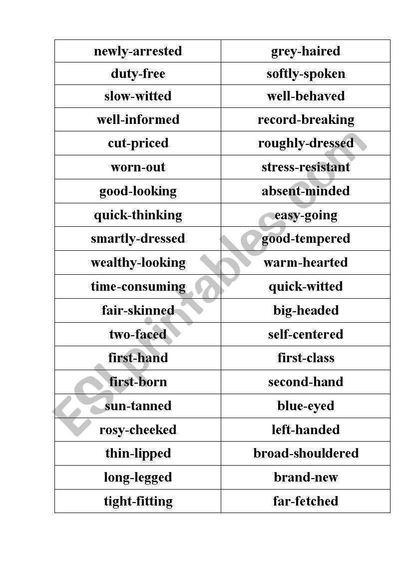 Compound Adjectives worksheet