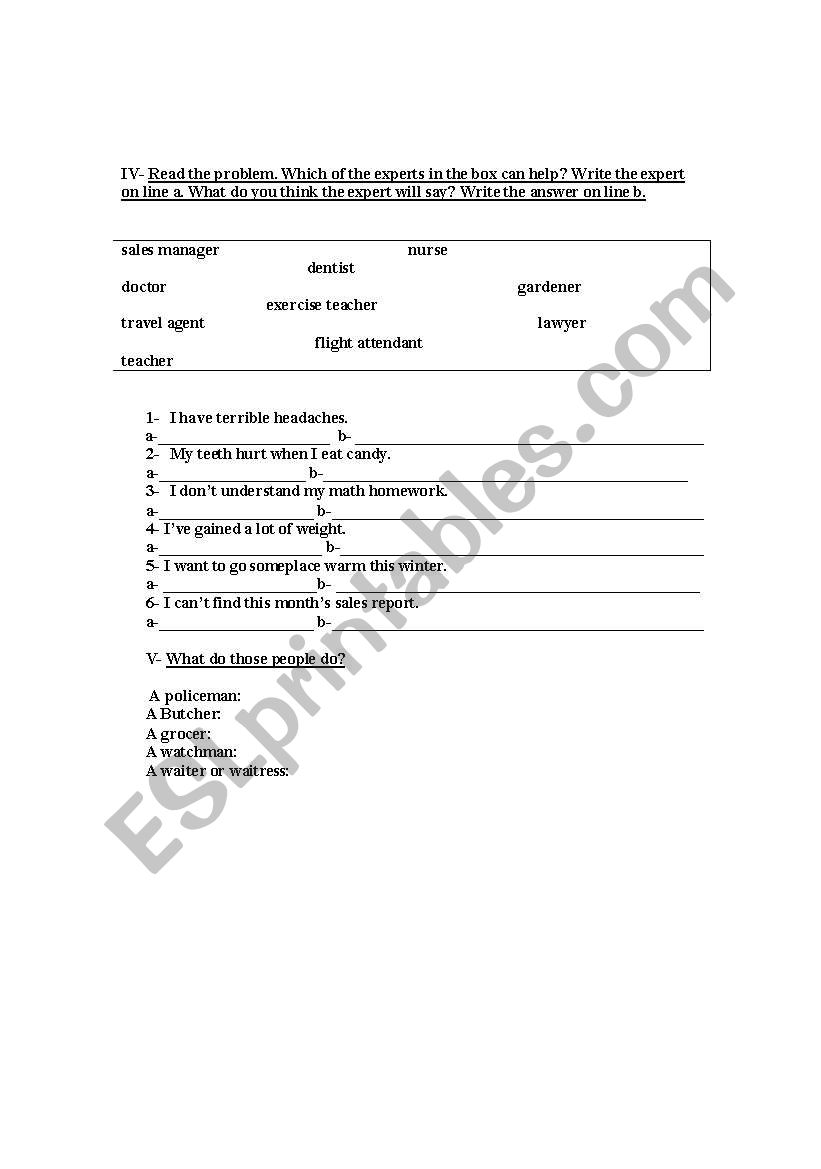 jobs  worksheet