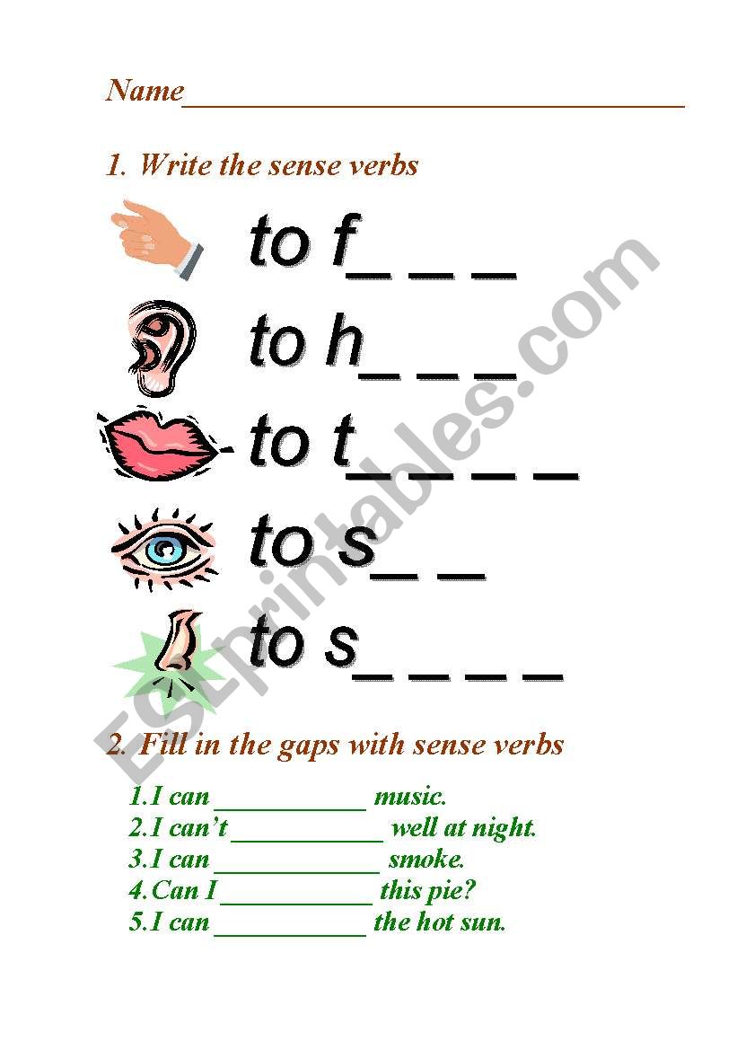 sense verbs worksheet