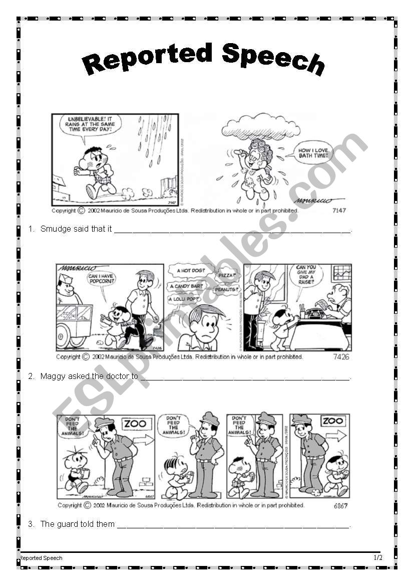 Reported Speech - Comics Activity