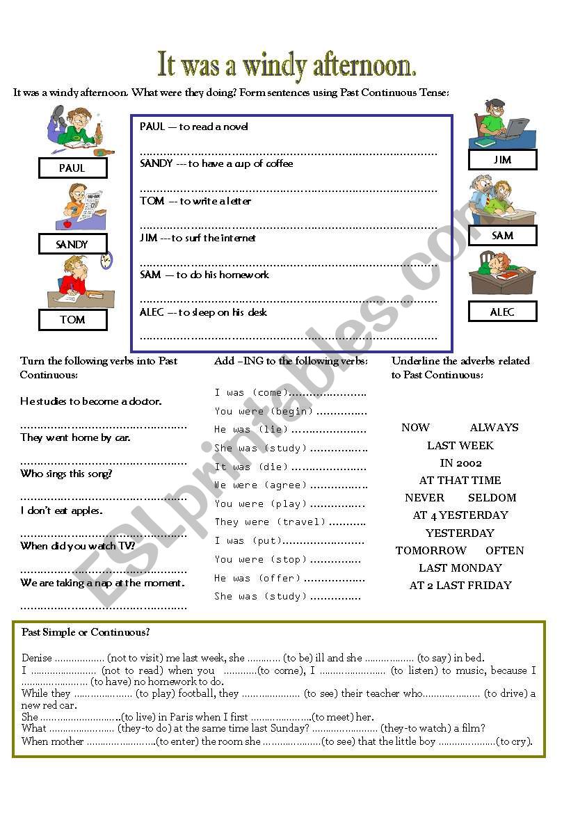 IT WAS A WINDY AFTERNOON. worksheet