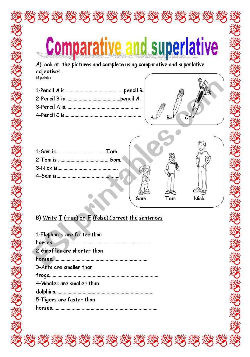 Comparative superlative worksheet