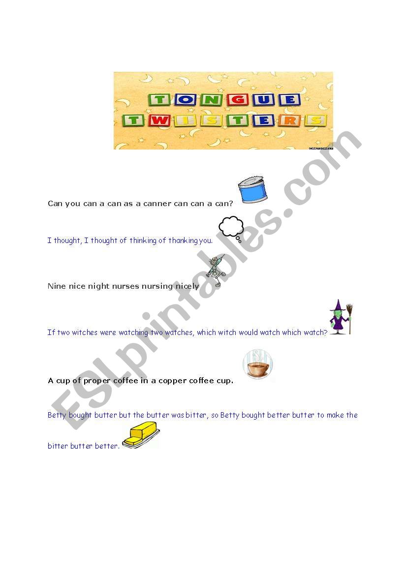 Tongue Twisters worksheet