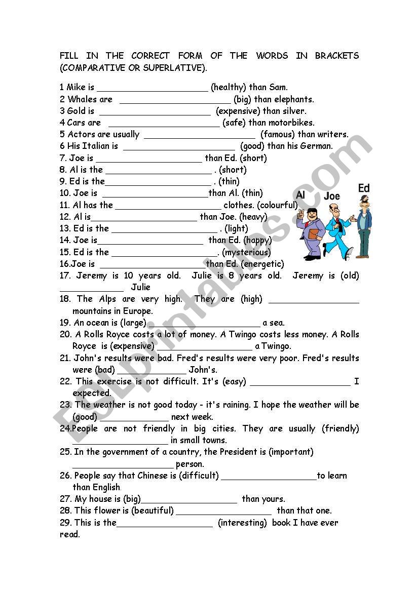 comparative or superlative adjectives