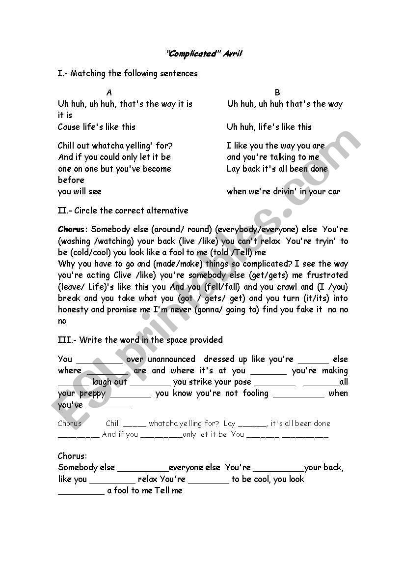Complicated worksheet
