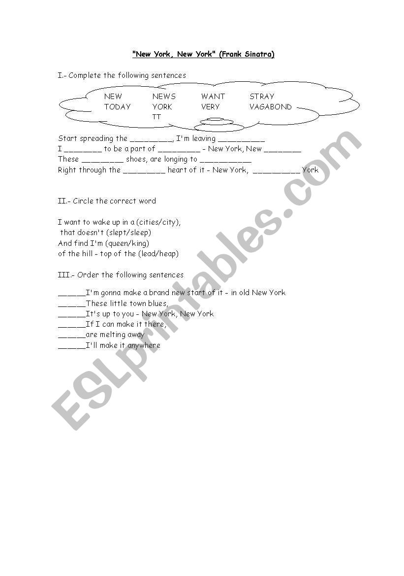 New York worksheet