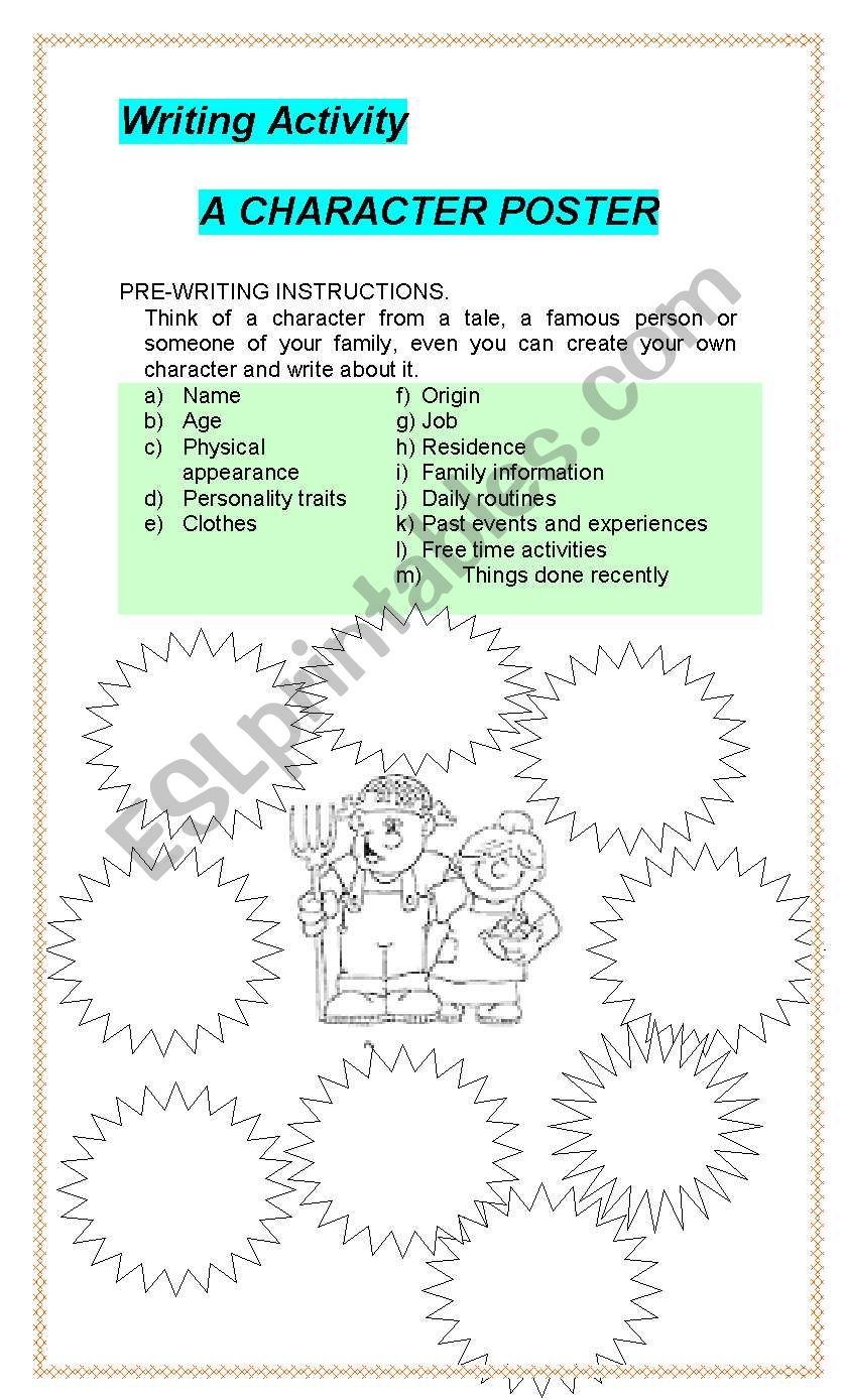 A character poster worksheet
