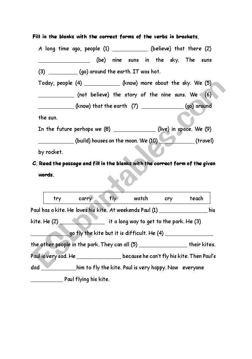 tense  worksheet