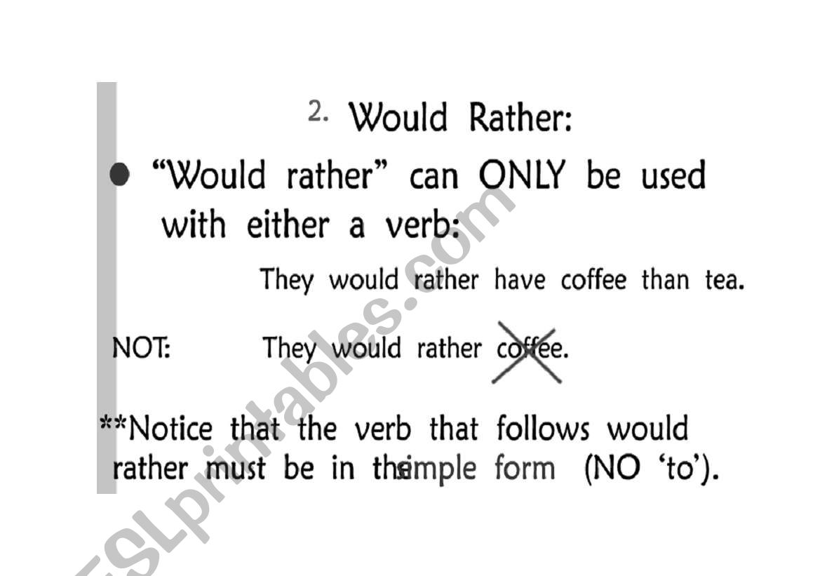 rather-prefer grammar worksheet