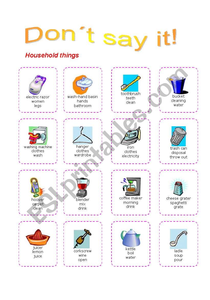 DonÂ´t say it! worksheet