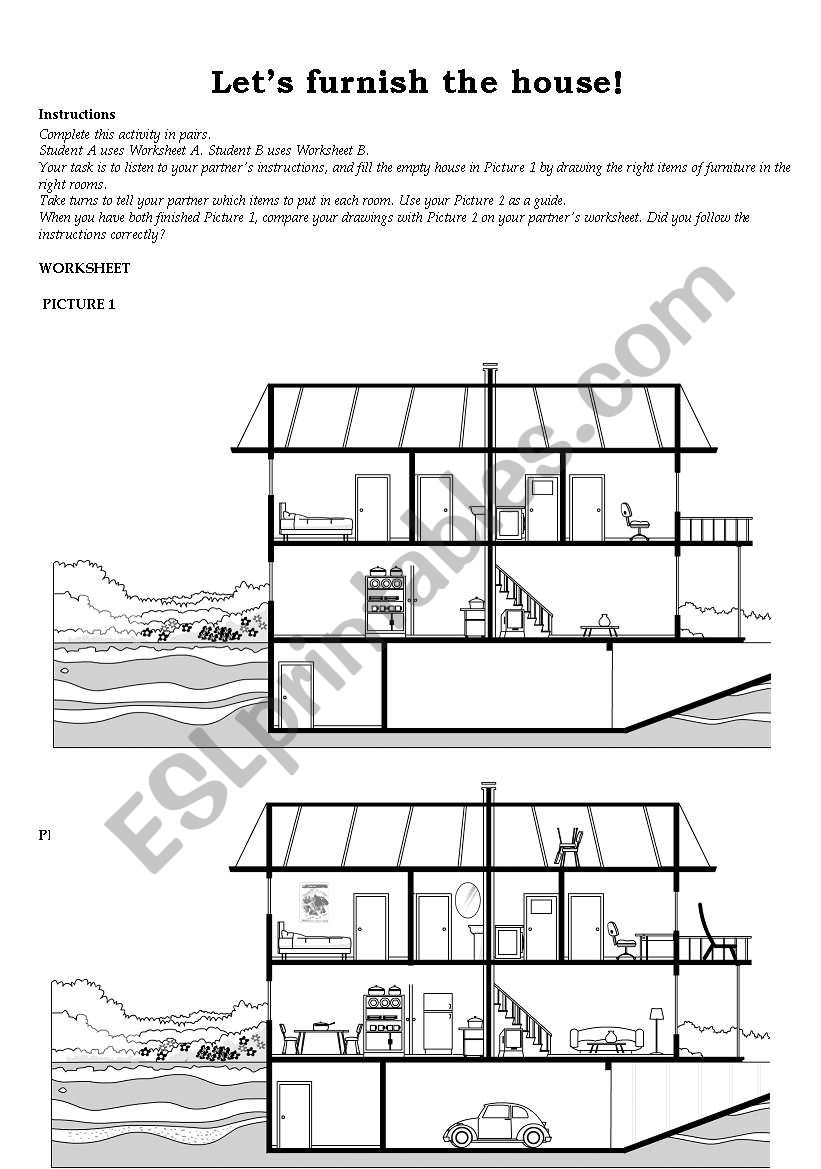 Lets furnish the house! worksheet