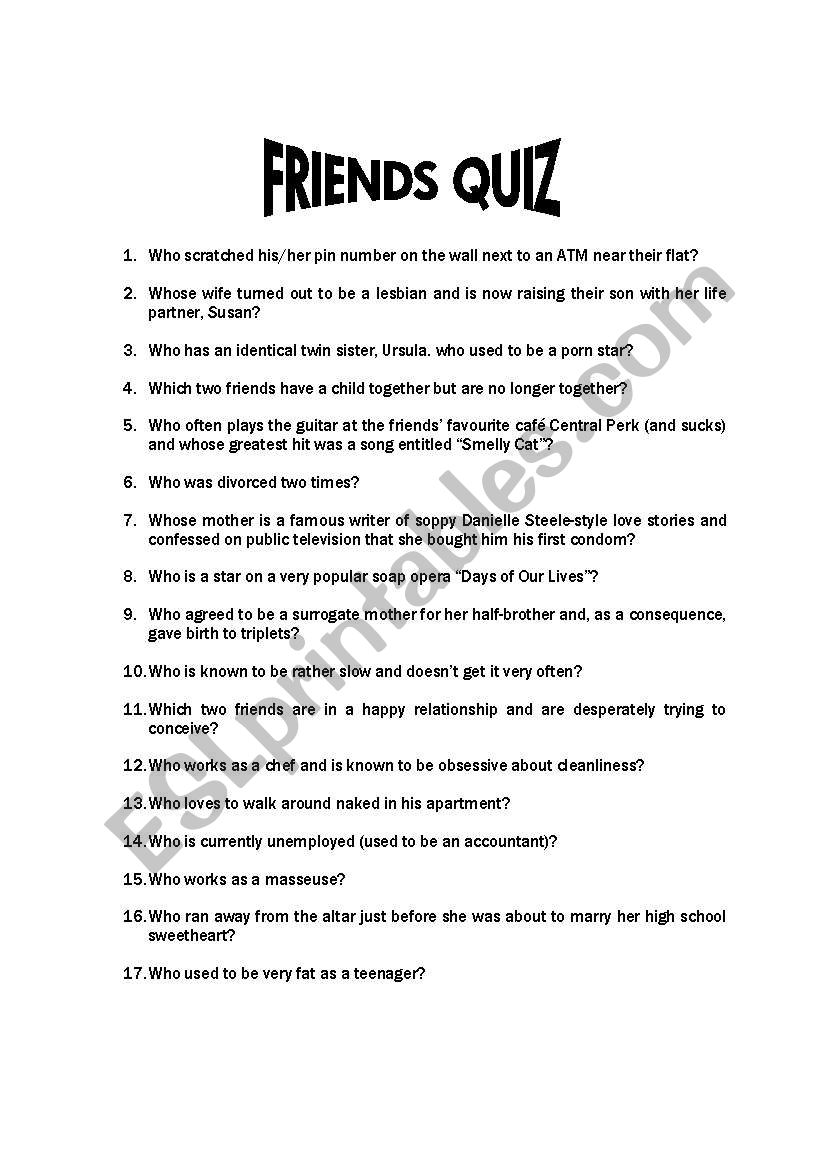 FRIENDS, TV SERIES worksheet