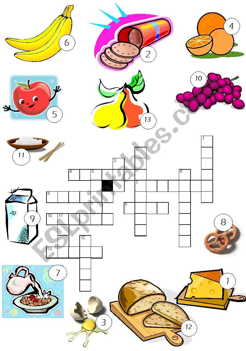 Food - croosword puzzle worksheet