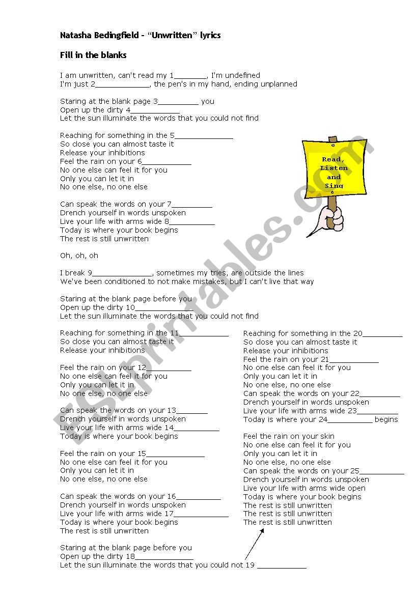 English song worksheet
