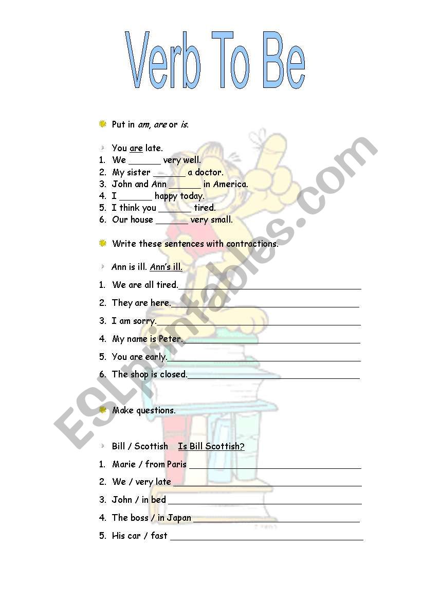 verb to be worksheet