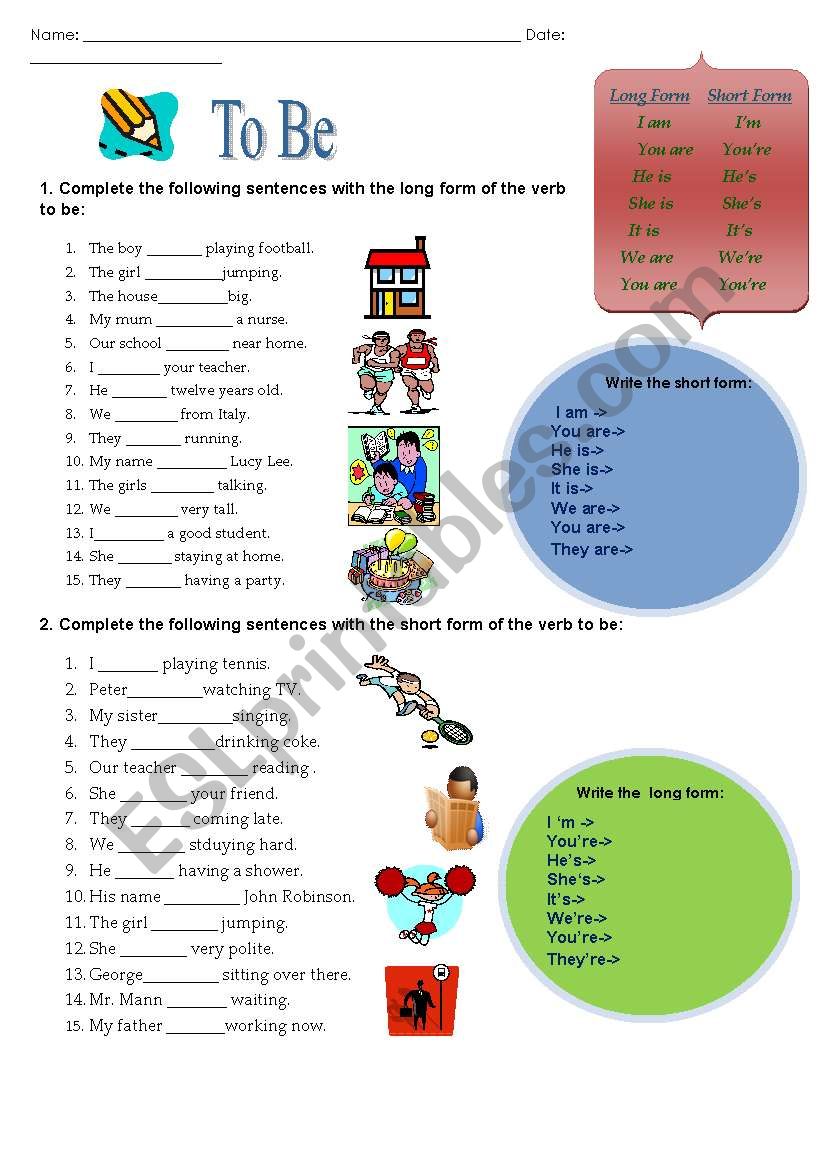 Verb to Be affirmative activity