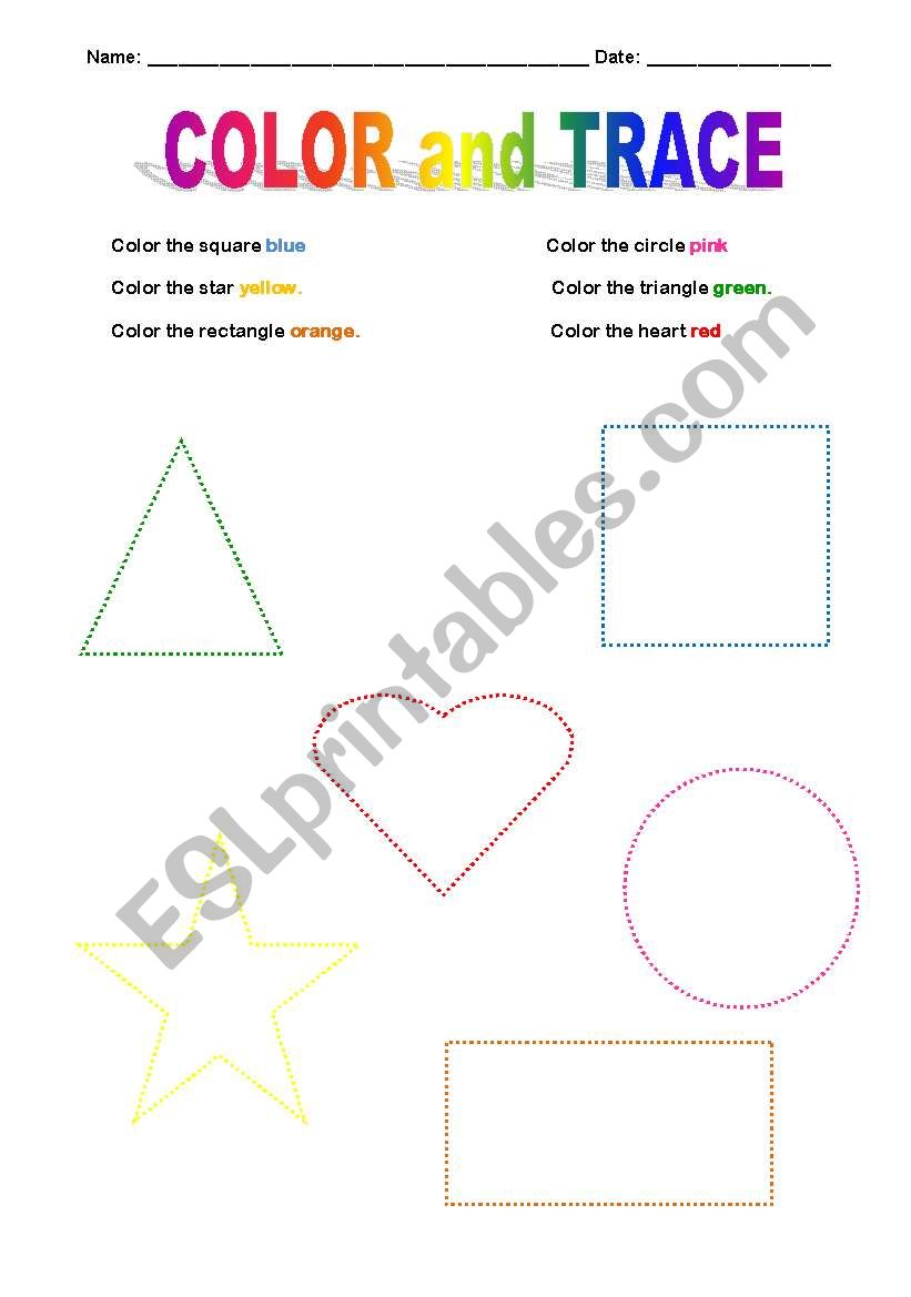 Color and Trace worksheet