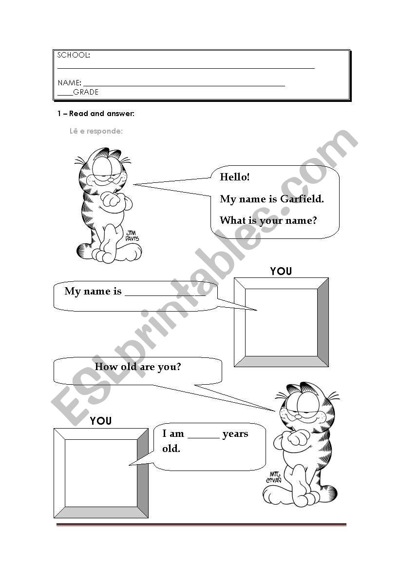 What is your name? worksheet