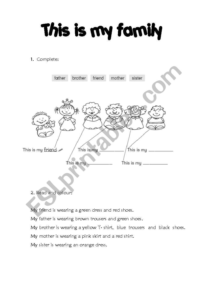 This is my family worksheet