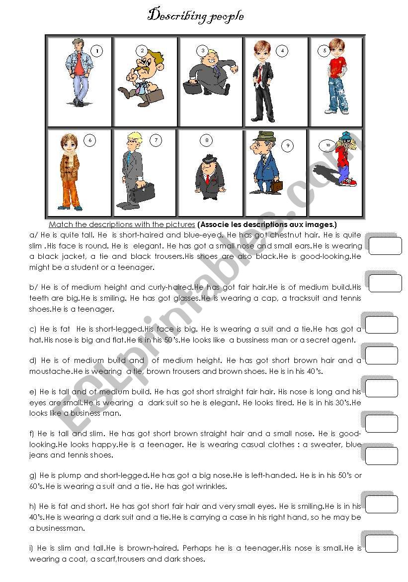 Physical description worksheet