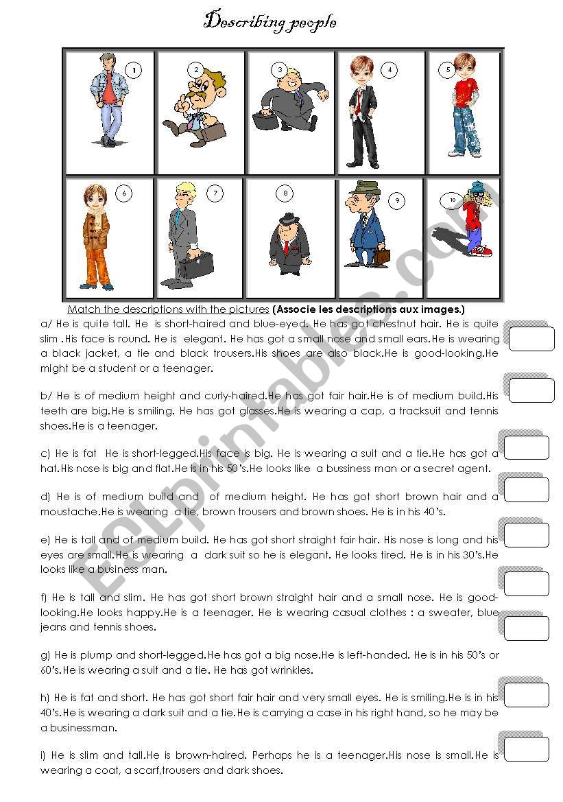 Physical description worksheet