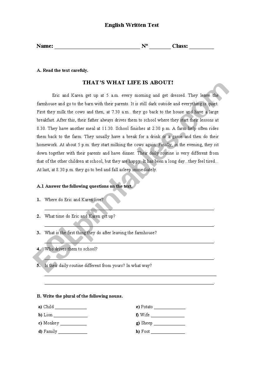 Test worksheet