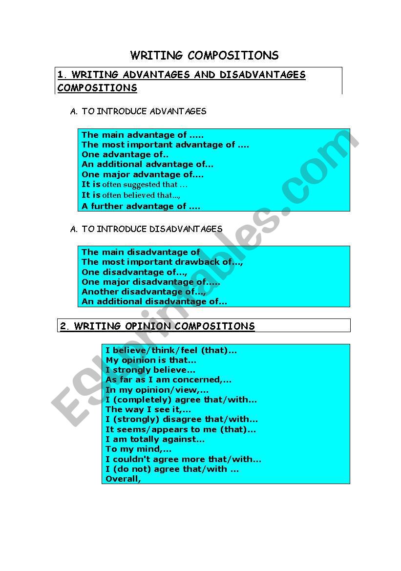 WRITING COMPOSITIONS worksheet