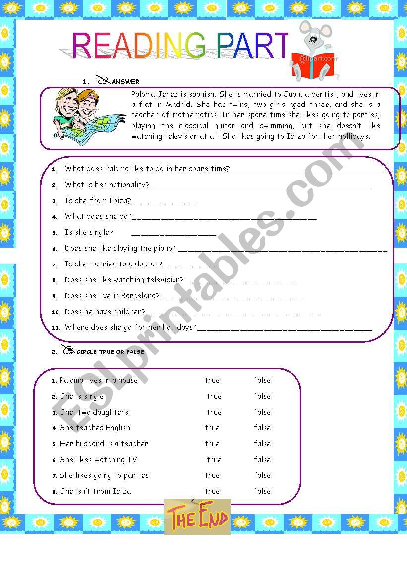 reading time worksheet