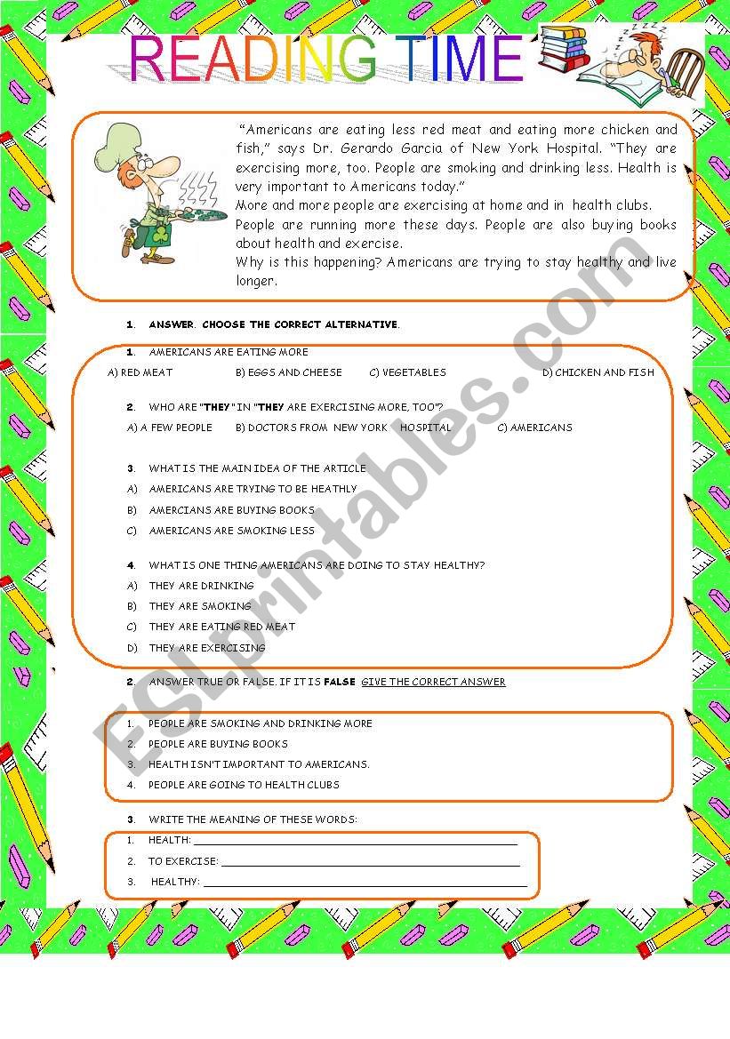 READING worksheet