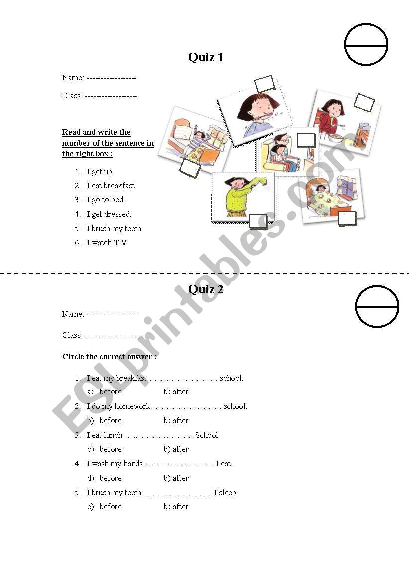 Quiz-daily routines worksheet