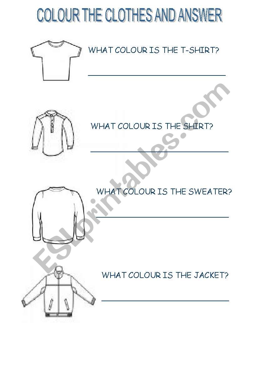 colour the clothes and answer worksheet