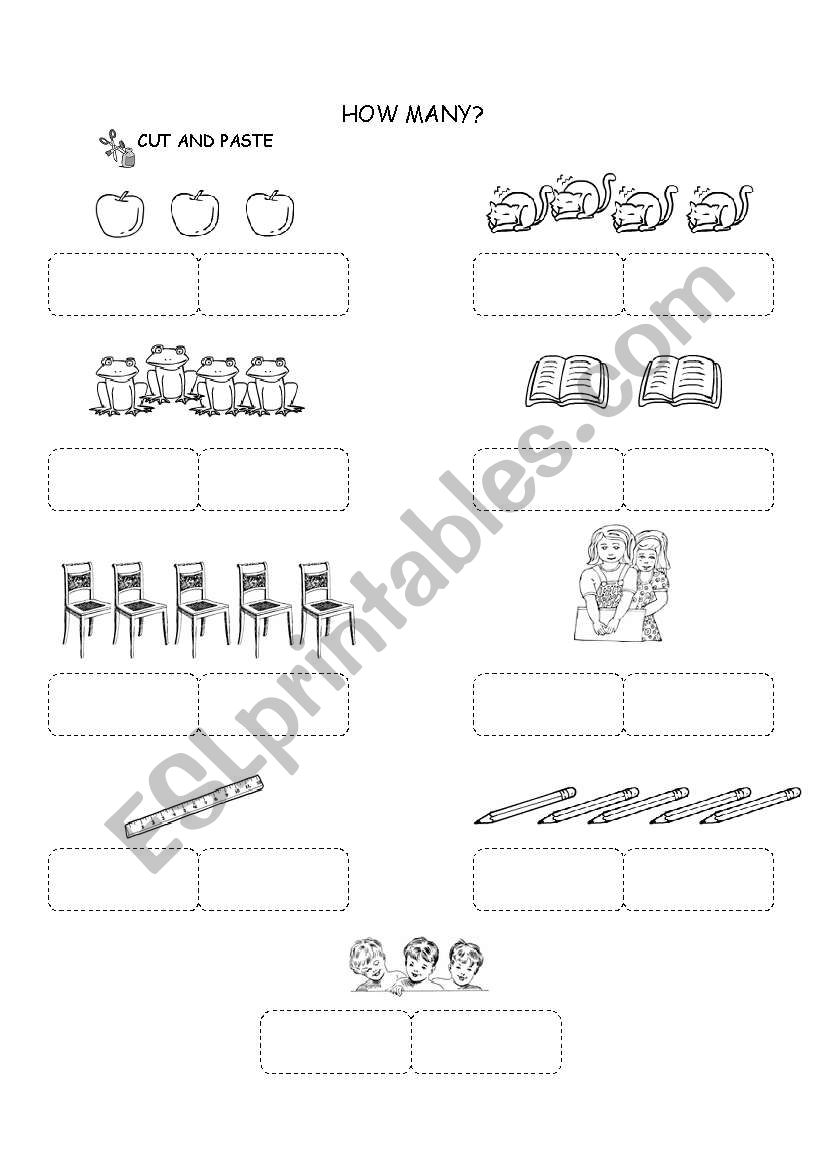 HOW MANY? (cut and paste) worksheet