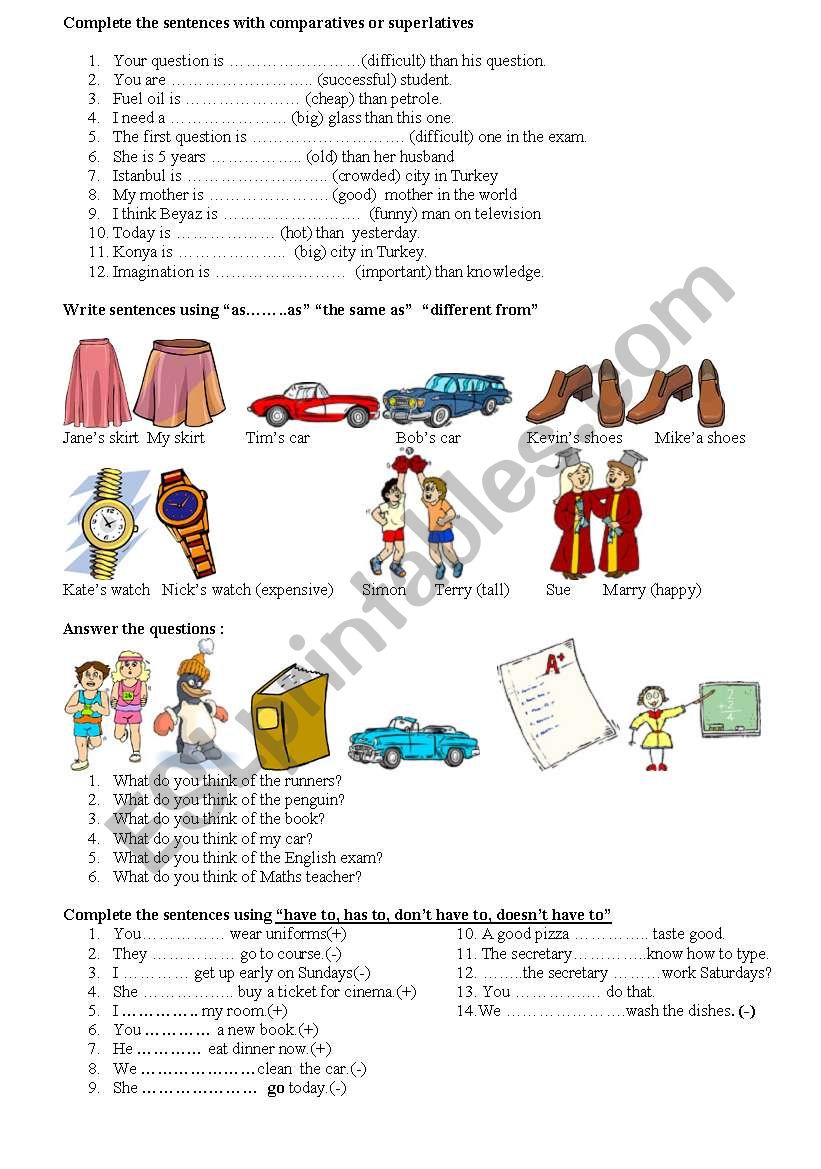 superlative comparative worksheet