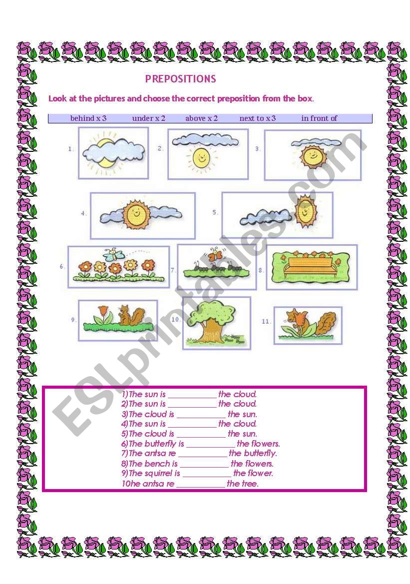 prepositions worksheet