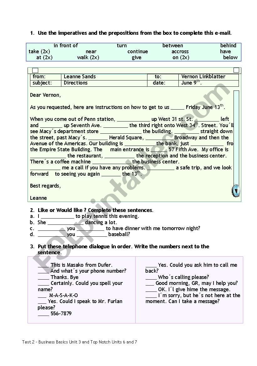 Test  worksheet