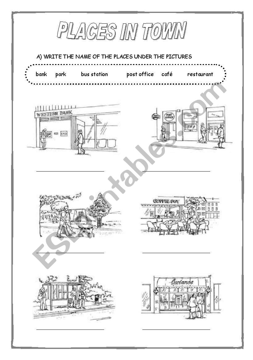 PLACES IN TOWN worksheet