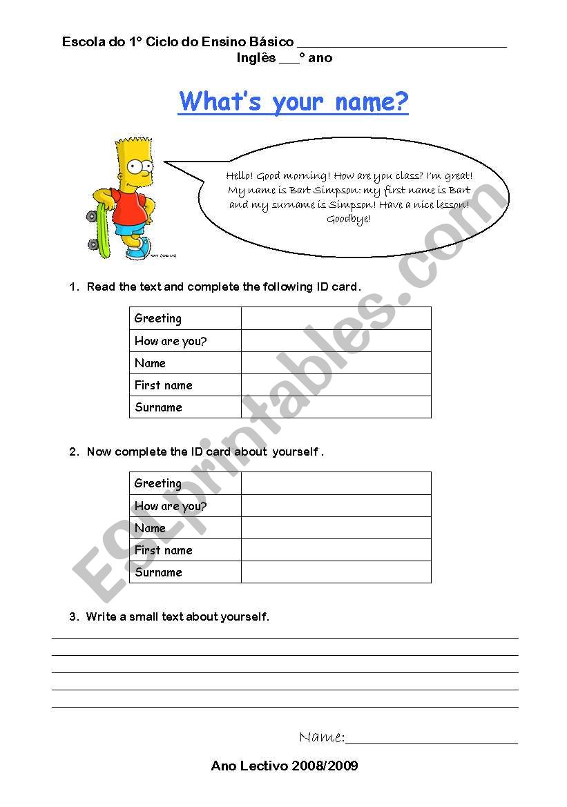 Whats your name? worksheet