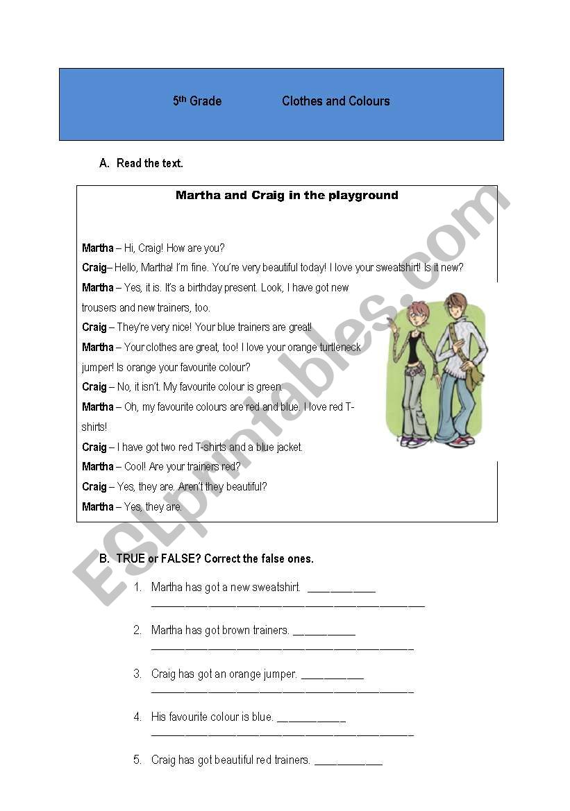 clothes and colours worksheet