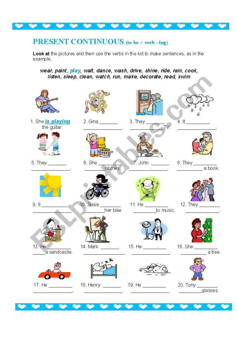 PRESENT CONTINUOUS worksheet