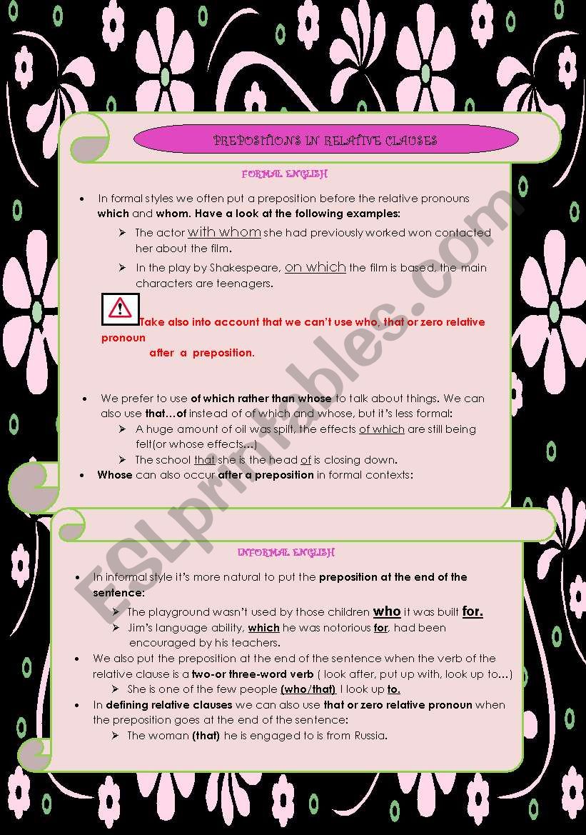 PREPOSITIONS IN RELATIVE CLAUSES