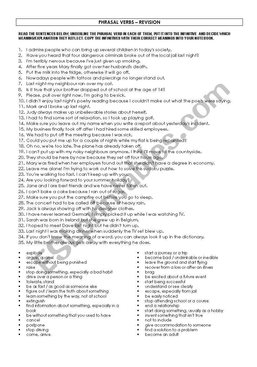 phrasal verbs worksheet