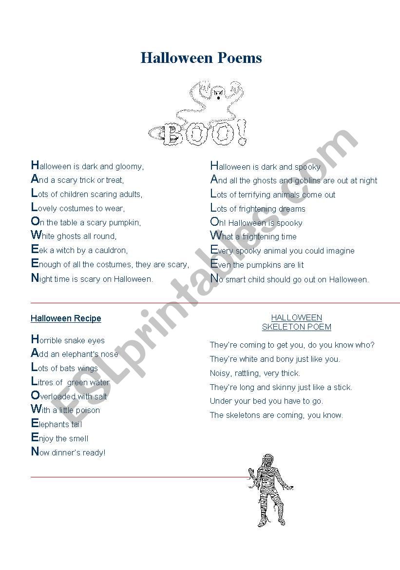 Halloween Poems worksheet