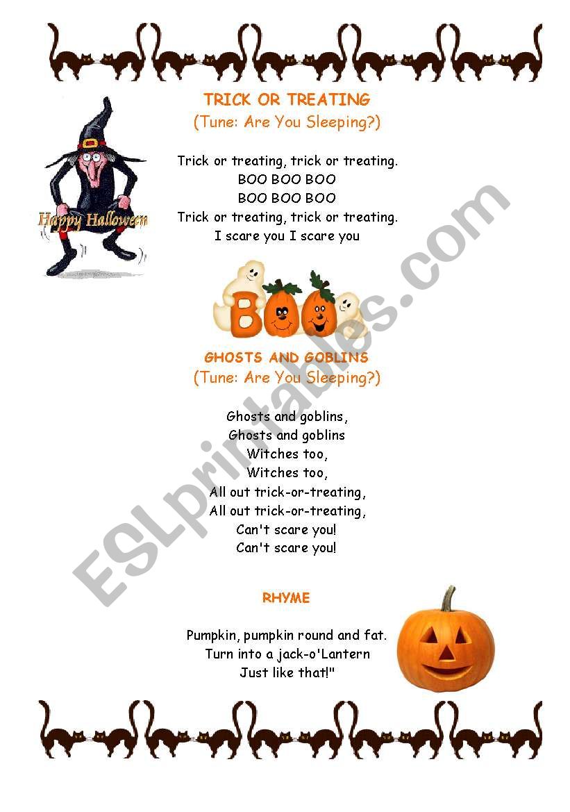 halloween songs and rhyme worksheet