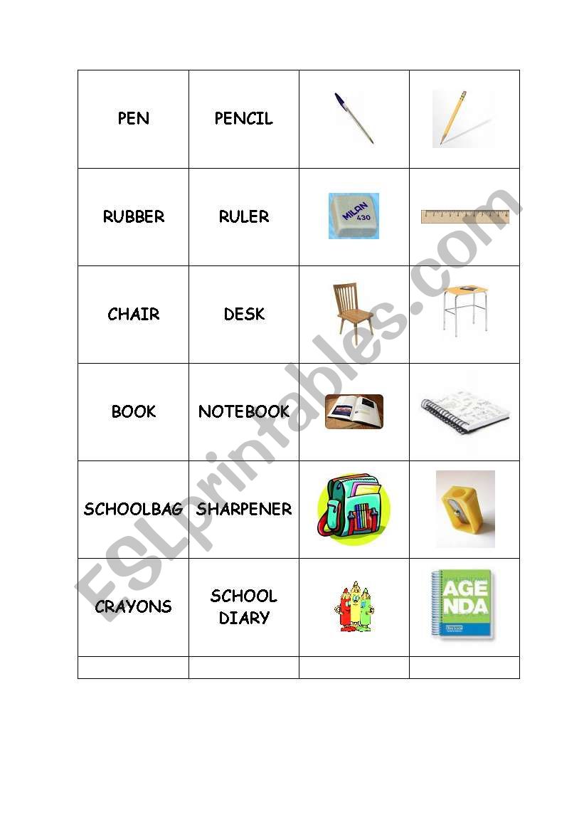 CLASSROOM OBJECTS worksheet