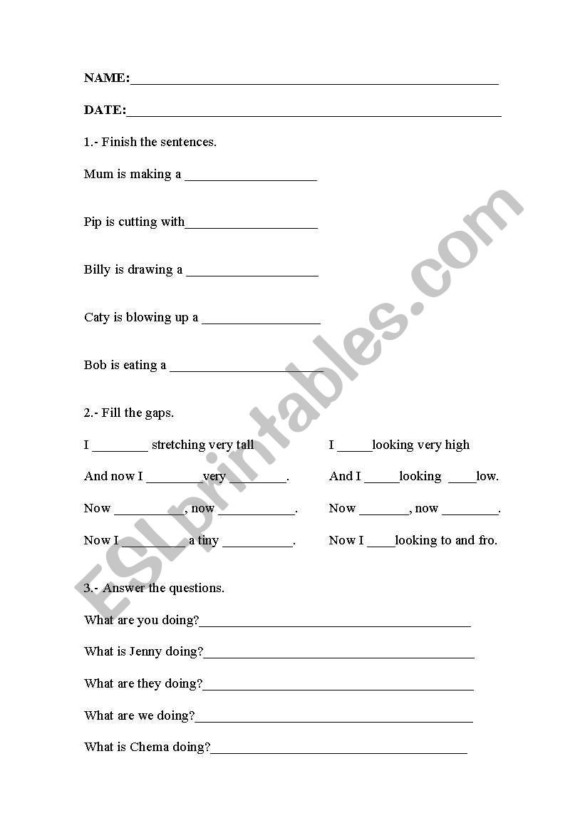PRESENT CONTINUOUS worksheet