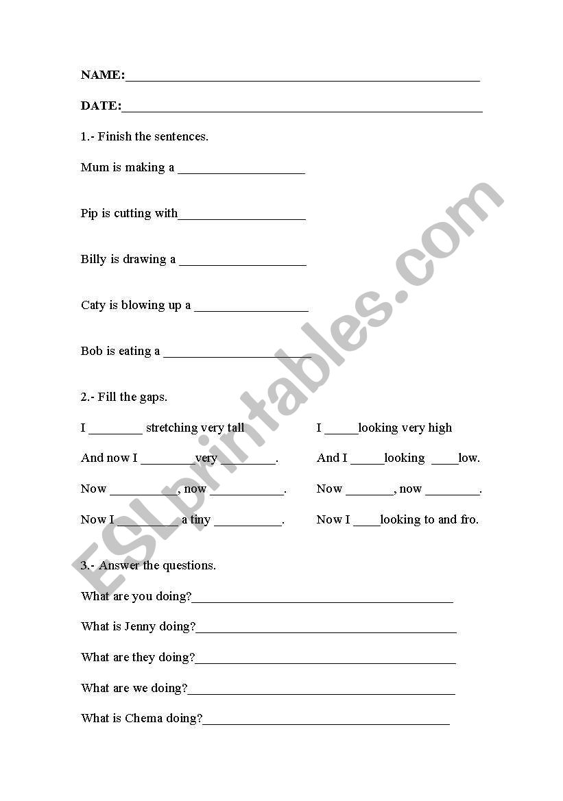 PRESENT CONTINUOUS worksheet