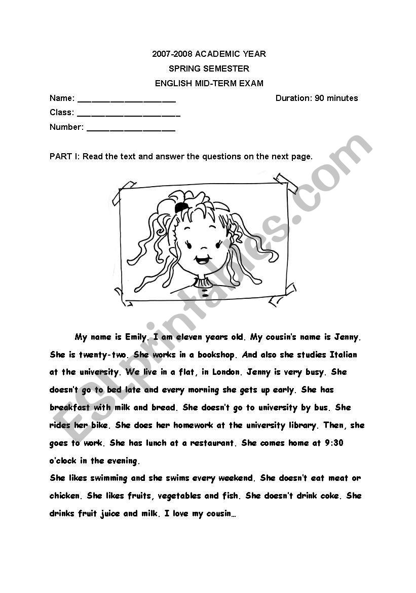 exam for elementary students worksheet